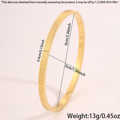 Solid Color Women's Bangle In 304 Stainless Steel With 18K Gold Plated Finish And Stone-Free Inlay