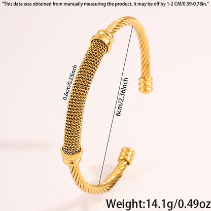 Solid Color Rock Style Bangle For Super Bowl Featuring 304 Stainless Steel With 18K Real Gold Plated Finish And Stone-Free Inlay