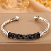 Steel Black Open Wire One Section Bracelet