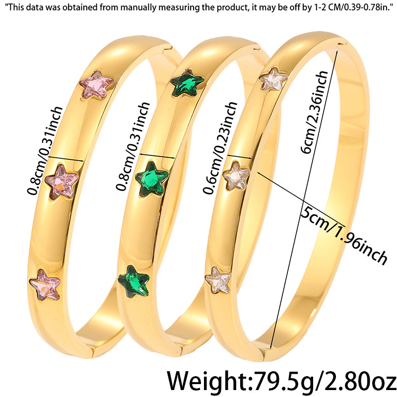 Solid Color Super Bowl Bangle For Unisex Featuring 304 Stainless Steel With 18K Real Gold Plated And Stone-Free Inlay