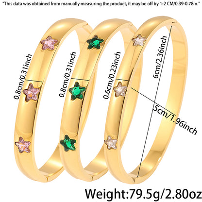 Solid Color Super Bowl Bangle For Unisex Featuring 304 Stainless Steel With 18K Real Gold Plated And Stone-Free Inlay