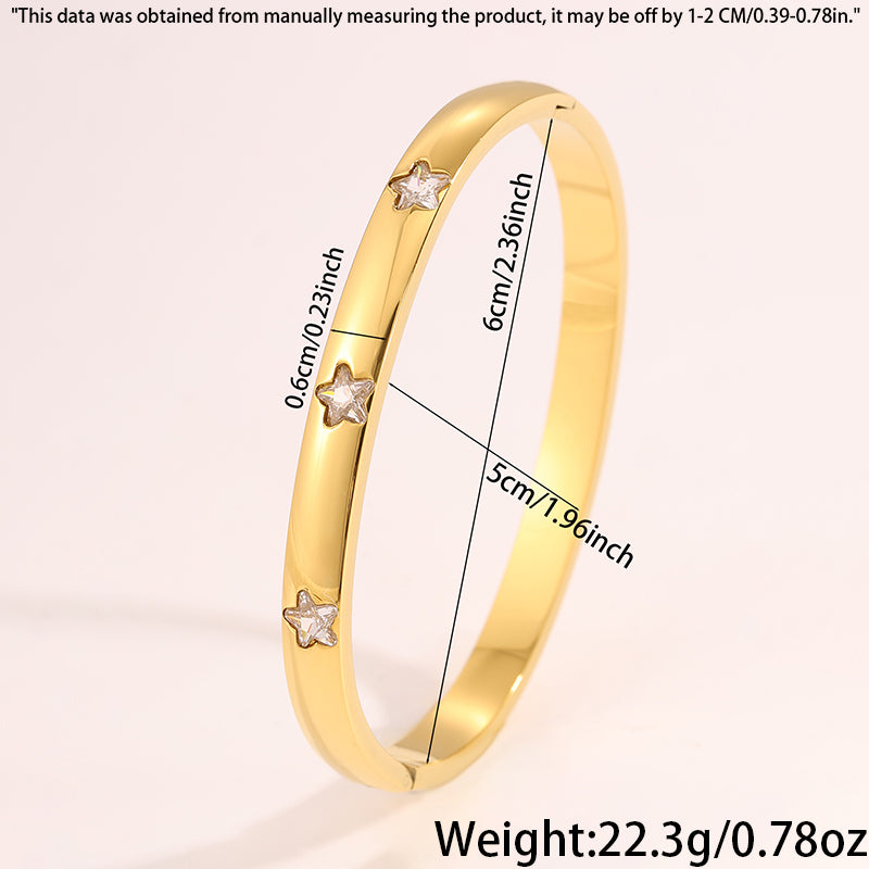Solid Color Super Bowl Bangle For Unisex Featuring 304 Stainless Steel With 18K Real Gold Plated And Stone-Free Inlay