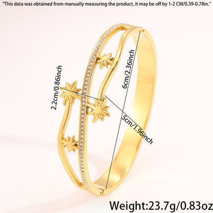 Starburst Bangle For Super Bowl In New Style, 304 Stainless Steel With 18K Real Gold Plated Finish And Stone-Free Inlay