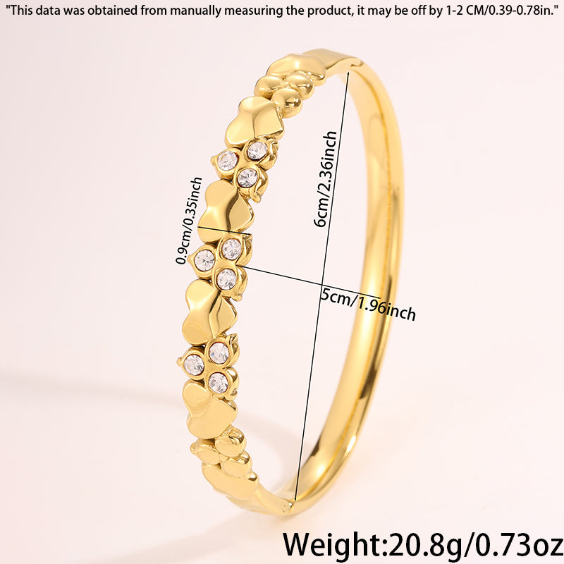 Solid Color Unisex Bangle For Super Bowl Featuring 304 Stainless Steel With 18K Real Gold Plated And Rhinestones Inlay