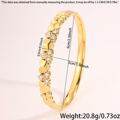Solid Color Unisex Bangle For Super Bowl Featuring 304 Stainless Steel With 18K Real Gold Plated And Rhinestones Inlay