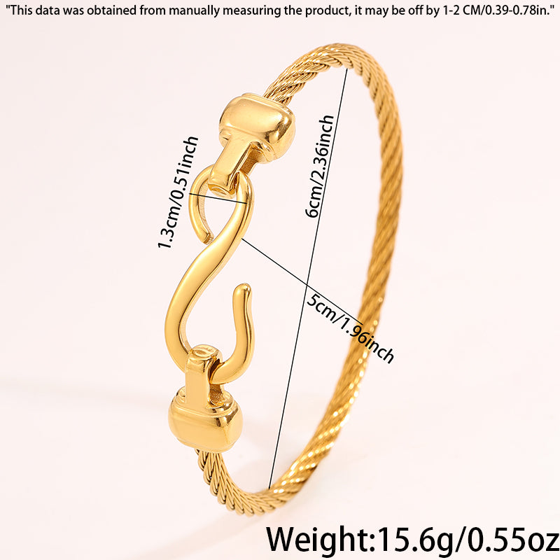 Solid Color Unisex Bangle For Super Bowl Featuring 304 Stainless Steel With 18K Real Gold Plated And Stone-Free Inlay