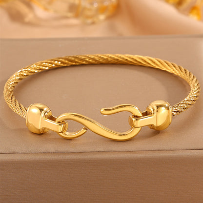 Solid Color Unisex Bangle For Super Bowl Featuring 304 Stainless Steel With 18K Real Gold Plated And Stone-Free Inlay