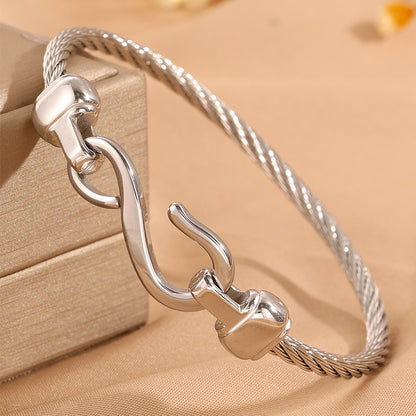 Solid Color Unisex Bangle For Super Bowl Featuring 304 Stainless Steel With 18K Real Gold Plated And Stone-Free Inlay
