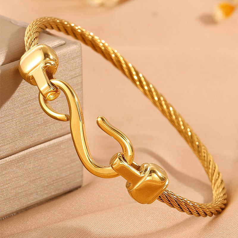 Solid Color Unisex Bangle For Super Bowl Featuring 304 Stainless Steel With 18K Real Gold Plated And Stone-Free Inlay