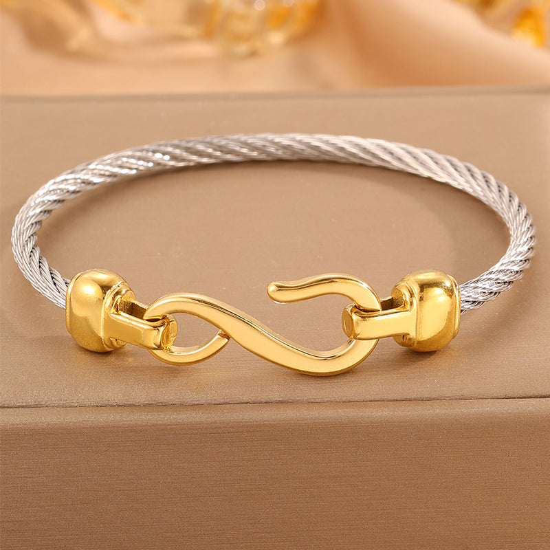Solid Color Unisex Bangle For Super Bowl Featuring 304 Stainless Steel With 18K Real Gold Plated And Stone-Free Inlay