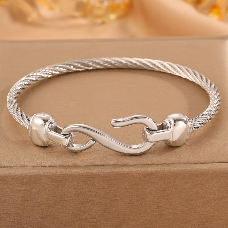 Solid Color Unisex Bangle For Super Bowl Featuring 304 Stainless Steel With 18K Real Gold Plated And Stone-Free Inlay