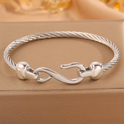 Solid Color Unisex Bangle For Super Bowl Featuring 304 Stainless Steel With 18K Real Gold Plated And Stone-Free Inlay