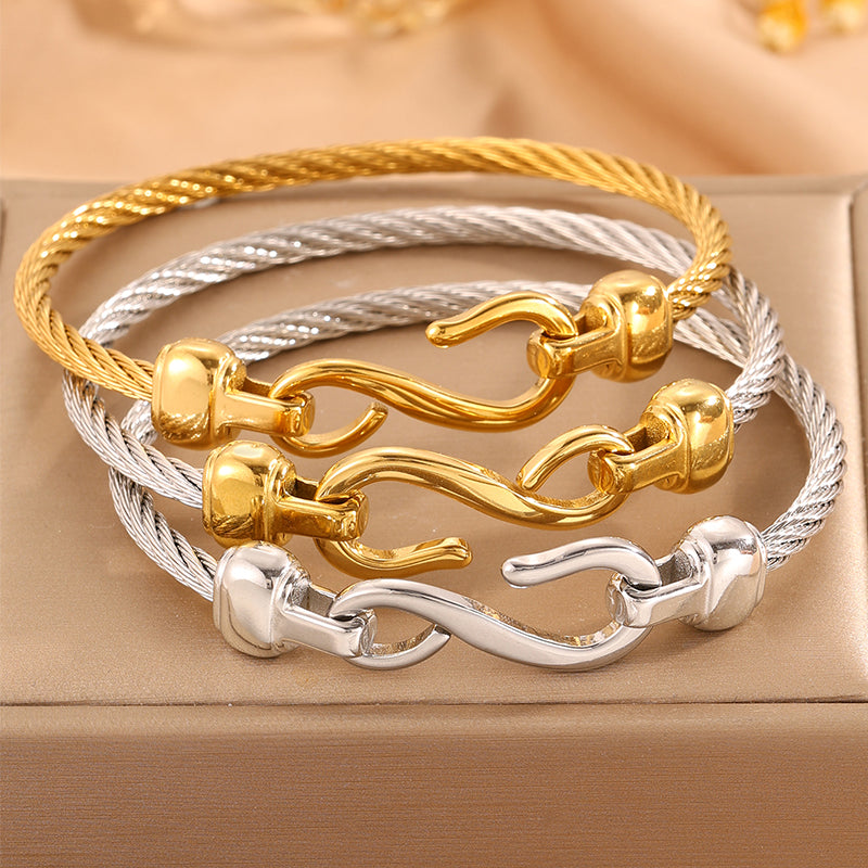 Solid Color Unisex Bangle For Super Bowl Featuring 304 Stainless Steel With 18K Real Gold Plated And Stone-Free Inlay
