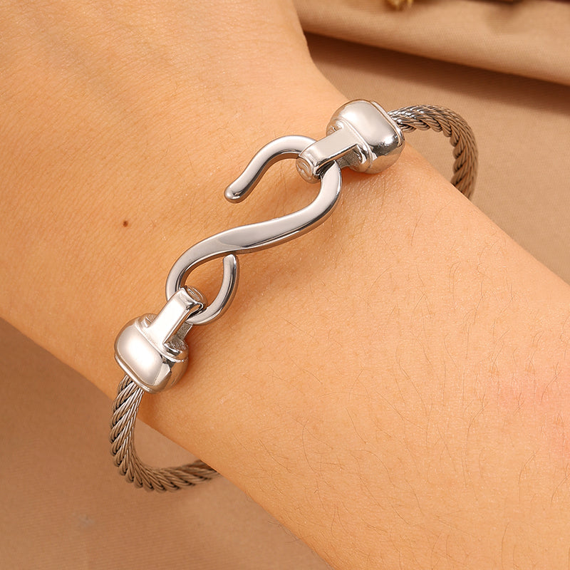 Solid Color Unisex Bangle For Super Bowl Featuring 304 Stainless Steel With 18K Real Gold Plated And Stone-Free Inlay