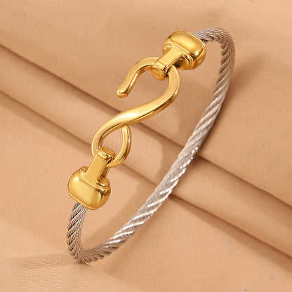 Solid Color Unisex Bangle For Super Bowl Featuring 304 Stainless Steel With 18K Real Gold Plated And Stone-Free Inlay