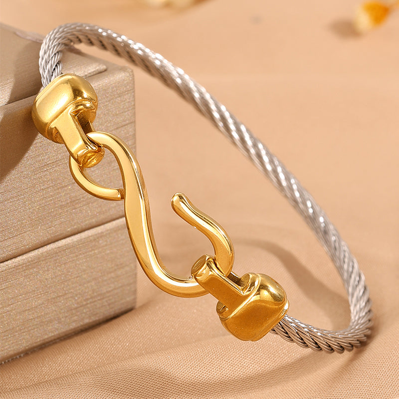 Solid Color Unisex Bangle For Super Bowl Featuring 304 Stainless Steel With 18K Real Gold Plated And Stone-Free Inlay