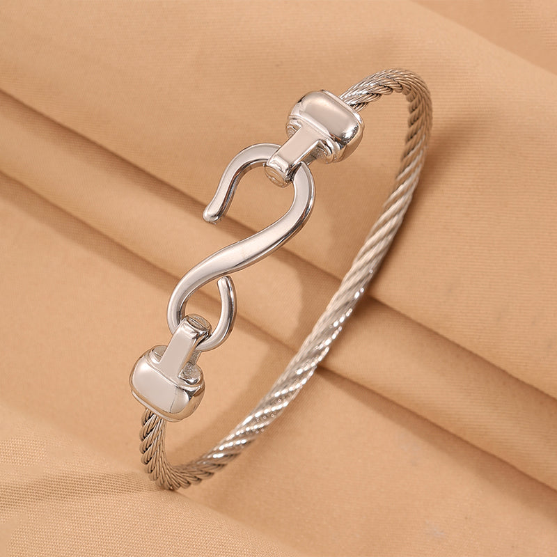 Solid Color Unisex Bangle For Super Bowl Featuring 304 Stainless Steel With 18K Real Gold Plated And Stone-Free Inlay