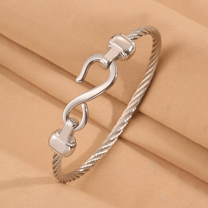 Solid Color Unisex Bangle For Super Bowl Featuring 304 Stainless Steel With 18K Real Gold Plated And Stone-Free Inlay