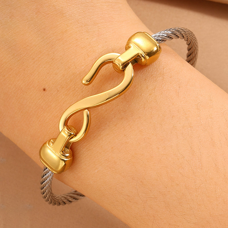 Solid Color Unisex Bangle For Super Bowl Featuring 304 Stainless Steel With 18K Real Gold Plated And Stone-Free Inlay