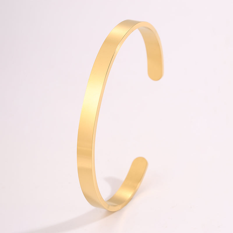 For Wedding Season C Shape Bangle In 304 Stainless Steel With 18K Real Gold Plated Finish, Unisex And Stone-Free Design