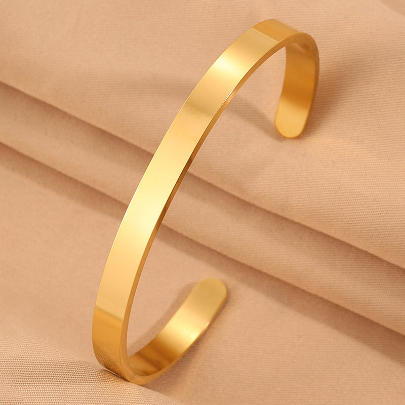 For Wedding Season C Shape Bangle In 304 Stainless Steel With 18K Real Gold Plated Finish, Unisex And Stone-Free Design