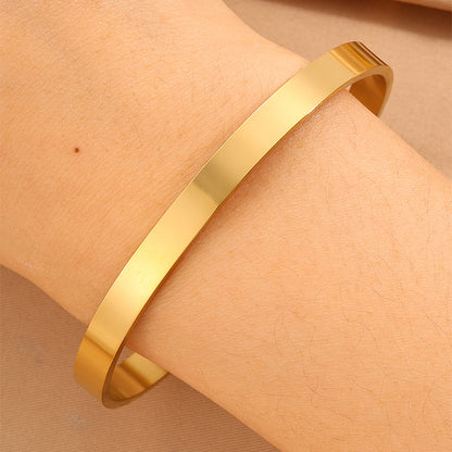 For Wedding Season C Shape Bangle In 304 Stainless Steel With 18K Real Gold Plated Finish, Unisex And Stone-Free Design