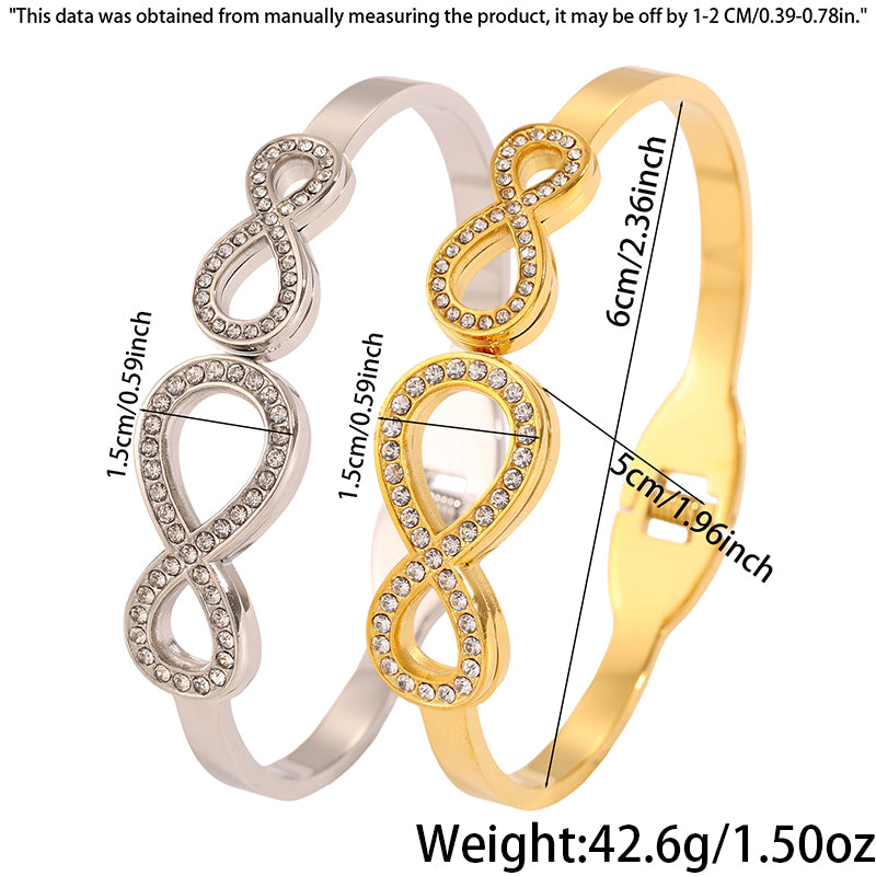 Infinity Bangle For Wedding Season Featuring Style In 304 Stainless Steel With 18K Real Gold Plated And Rhinestones