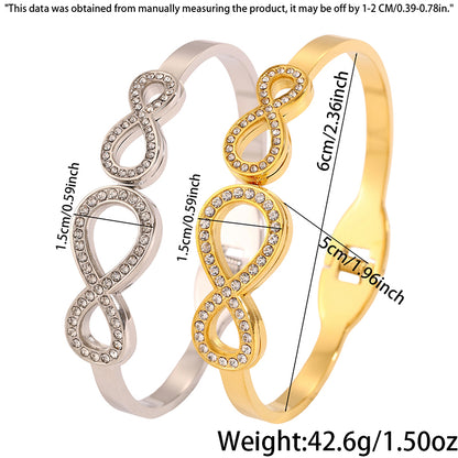 Infinity Bangle For Wedding Season Featuring Style In 304 Stainless Steel With 18K Real Gold Plated And Rhinestones
