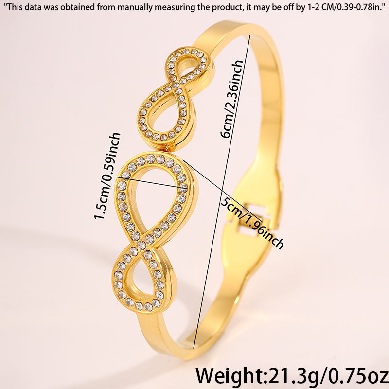 Infinity Bangle For Wedding Season Featuring Style In 304 Stainless Steel With 18K Real Gold Plated And Rhinestones