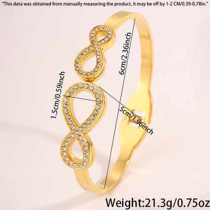 Infinity Bangle For Wedding Season Featuring Style In 304 Stainless Steel With 18K Real Gold Plated And Rhinestones