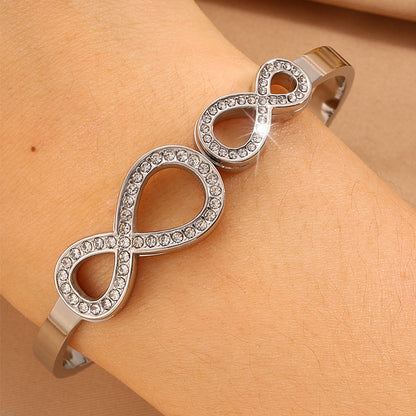Infinity Bangle For Wedding Season Featuring Style In 304 Stainless Steel With 18K Real Gold Plated And Rhinestones