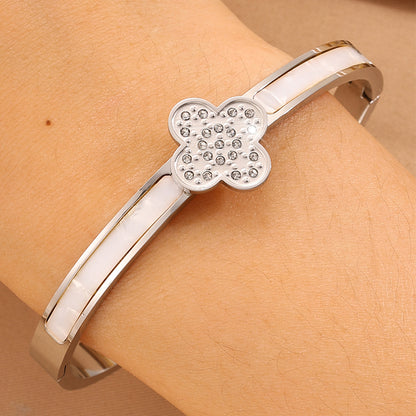 Solid Color Unisex Bangle For Super Bowl Featuring 304 Stainless Steel With 18K Real Gold Plated And Rhinestones Inlay