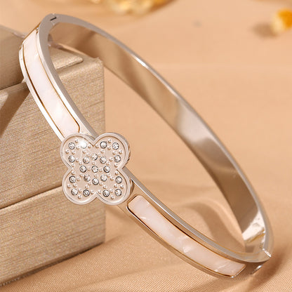 Solid Color Unisex Bangle For Super Bowl Featuring 304 Stainless Steel With 18K Real Gold Plated And Rhinestones Inlay