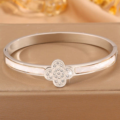 Solid Color Unisex Bangle For Super Bowl Featuring 304 Stainless Steel With 18K Real Gold Plated And Rhinestones Inlay