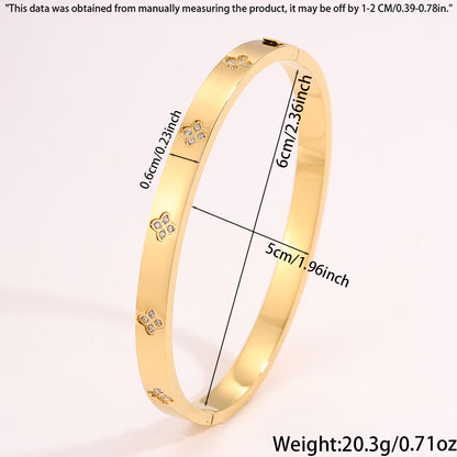 Bohemian Solid Color Bangle For Super Bowl Featuring 304 Stainless Steel With 18K Real Gold Plated And Rhinestones