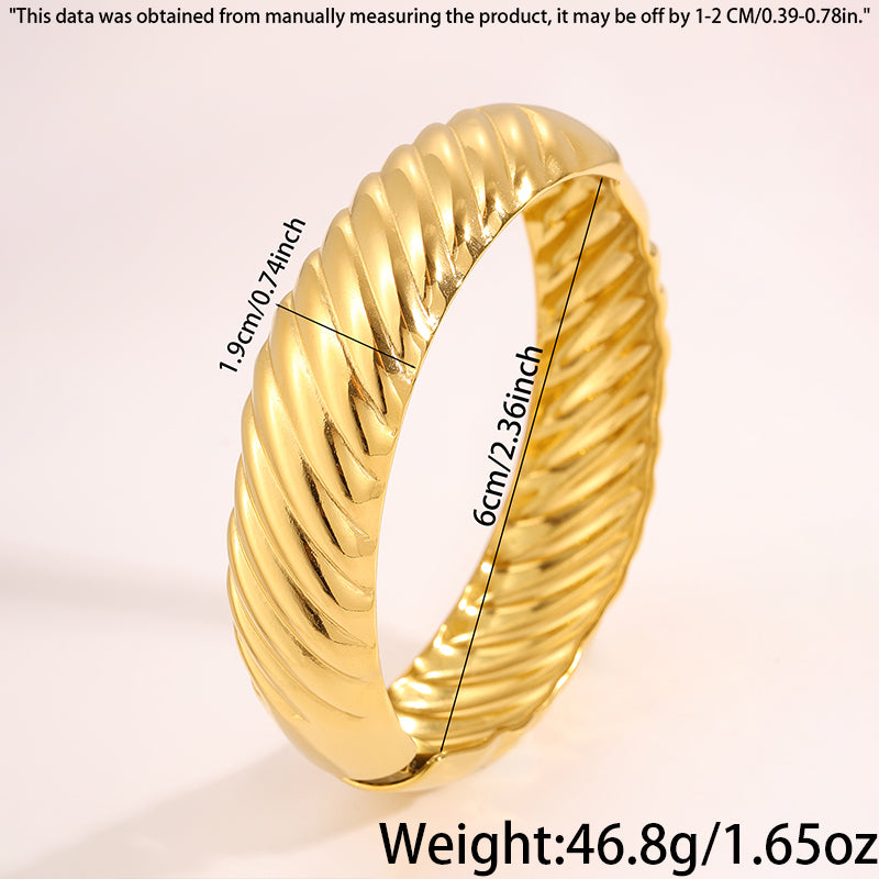 Solid Color Waterproof Non Tarnish 304 Stainless Steel Bangle For Unisex Featuring 18K Real Gold Plated Finish