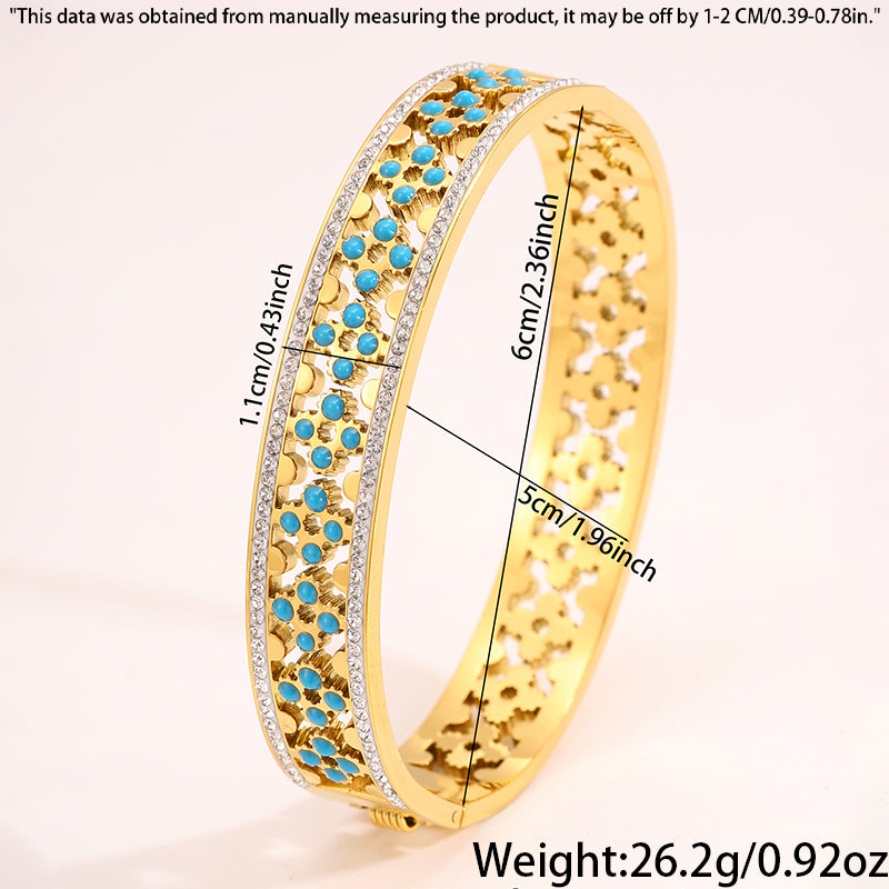 Solid Color Punk Bangle For Super Bowl Featuring 304 Stainless Steel With 18K Real Gold Plated And Stone-Free Inlay
