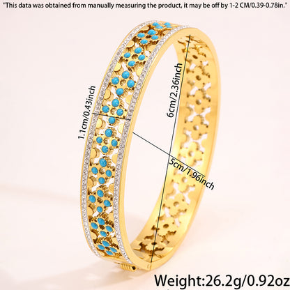 Solid Color Punk Bangle For Super Bowl Featuring 304 Stainless Steel With 18K Real Gold Plated And Stone-Free Inlay