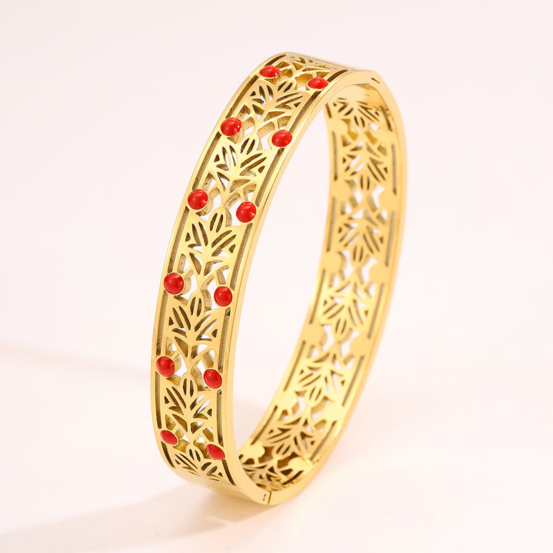 Solid Color Unisex Bangle For Super Bowl Featuring 304 Stainless Steel With 18K Real Gold Plated And Stone-Free Inlay