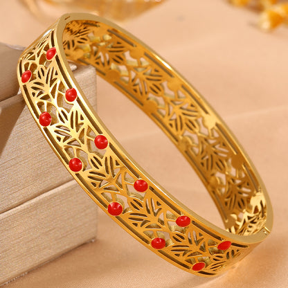Solid Color Unisex Bangle For Super Bowl Featuring 304 Stainless Steel With 18K Real Gold Plated And Stone-Free Inlay
