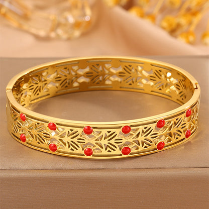 Solid Color Unisex Bangle For Super Bowl Featuring 304 Stainless Steel With 18K Real Gold Plated And Stone-Free Inlay