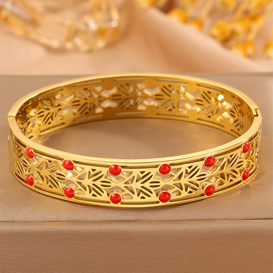 Solid Color Unisex Bangle For Super Bowl Featuring 304 Stainless Steel With 18K Real Gold Plated And Stone-Free Inlay