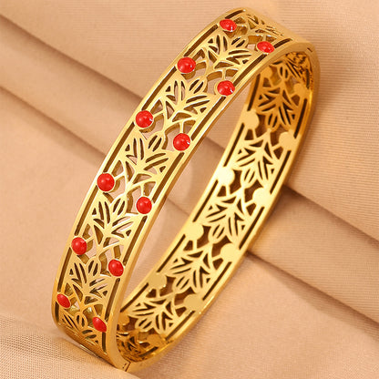 Solid Color Unisex Bangle For Super Bowl Featuring 304 Stainless Steel With 18K Real Gold Plated And Stone-Free Inlay