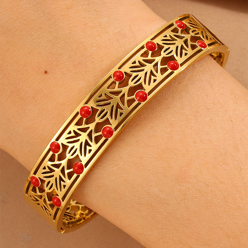 Solid Color Unisex Bangle For Super Bowl Featuring 304 Stainless Steel With 18K Real Gold Plated And Stone-Free Inlay