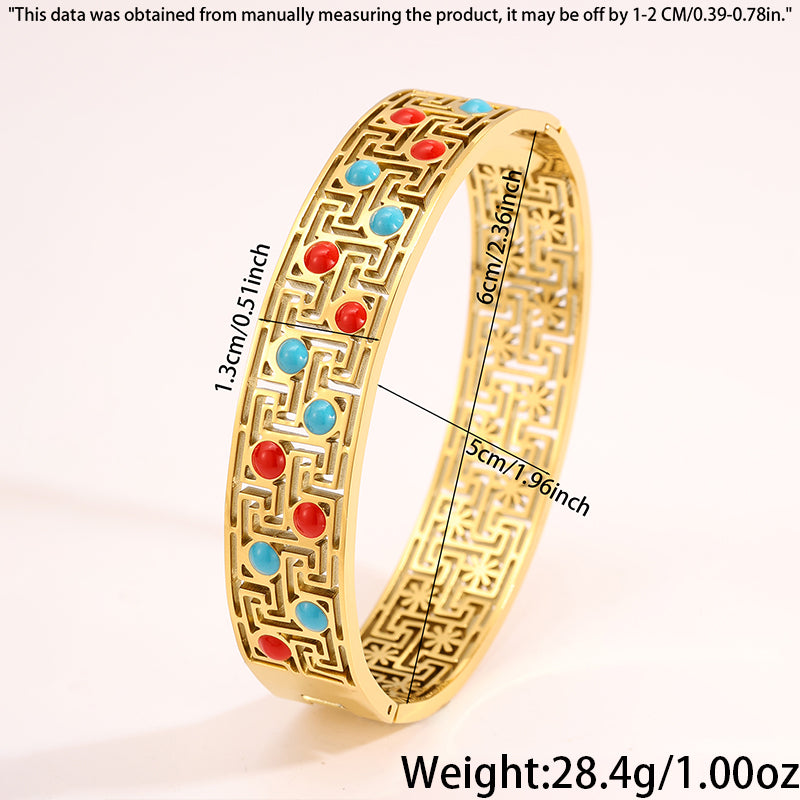 Solid Color Bangle For Super Bowl Featuring 304 Stainless Steel With 18K Real Gold Plated And Stone-Free Inlay
