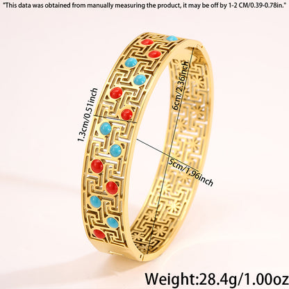 Solid Color Bangle For Super Bowl Featuring 304 Stainless Steel With 18K Real Gold Plated And Stone-Free Inlay