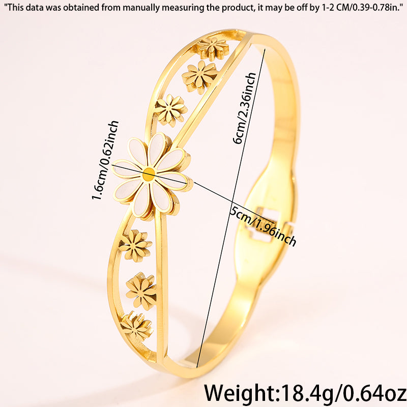 Solid Color Tropical Bangle For Super Bowl, Made Of 304 Stainless Steel With 18K Real Gold Plated Finish And Stone-Free Inlay