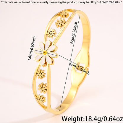 Solid Color Tropical Bangle For Super Bowl, Made Of 304 Stainless Steel With 18K Real Gold Plated Finish And Stone-Free Inlay