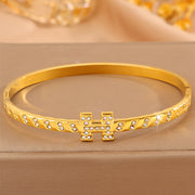 Gold Hydraulic Diamond H Bracelet