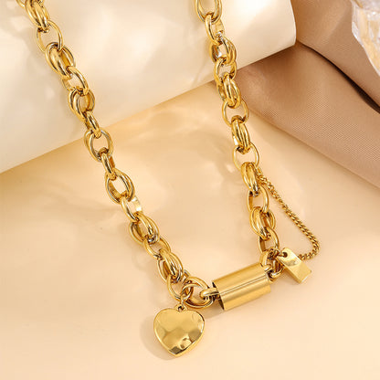 Heart Shape Bangle For Super Bowl Featuring 304 Stainless Steel With 18K Real Gold Plated And Stone-Free Inlay On Cable Chain